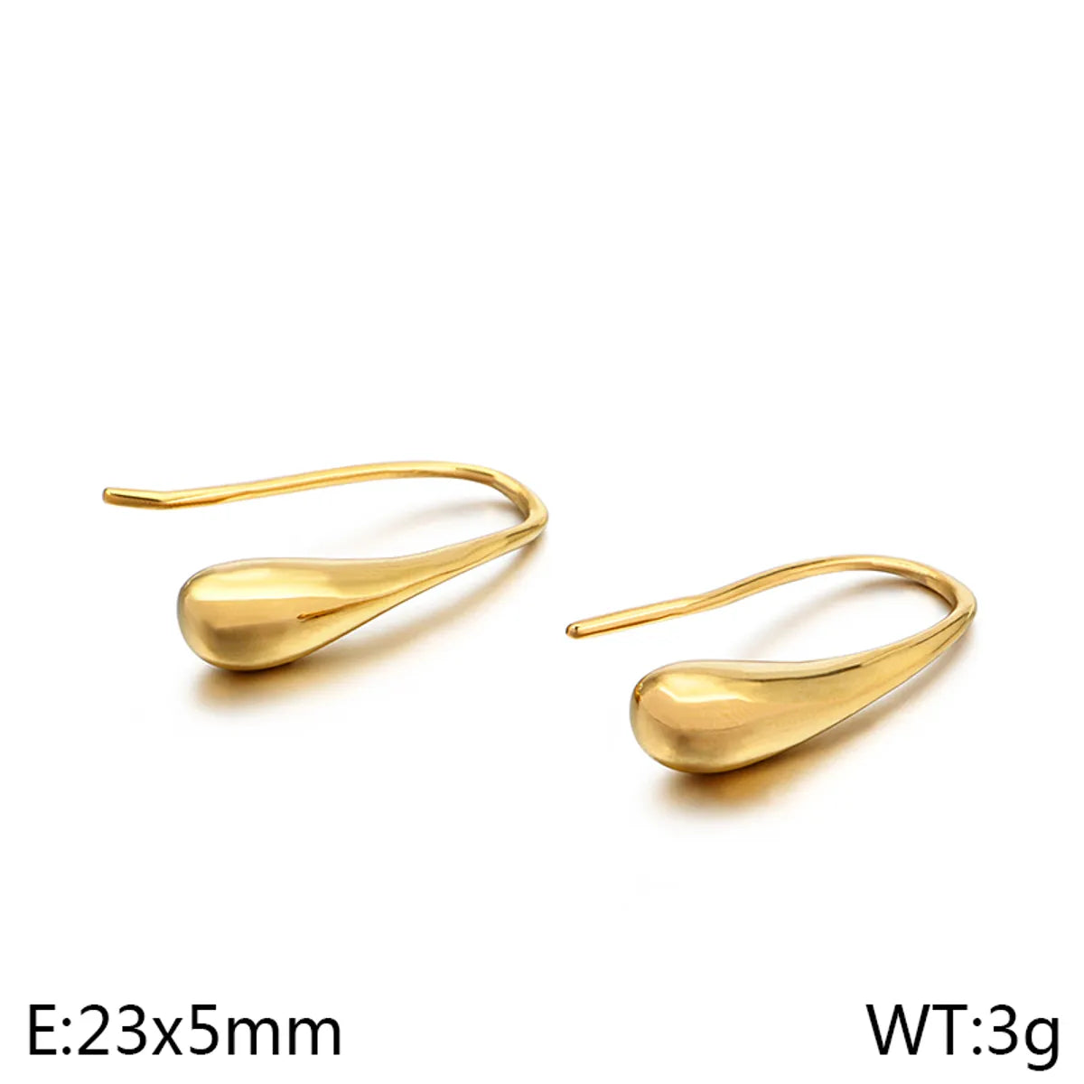 1 Pair Simple Style Water Droplets 304 Stainless Steel 18K Gold Plated Ear Hook