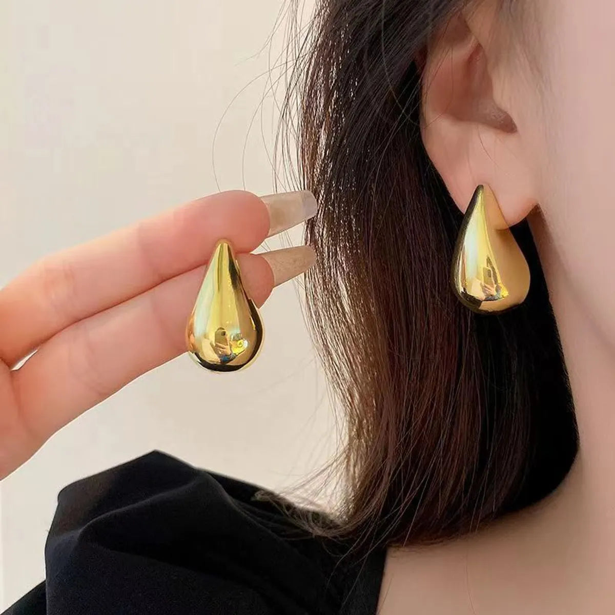 1 Pair Simple Style Water Droplets Alloy Gold Plated Silver Plated Ear Studs