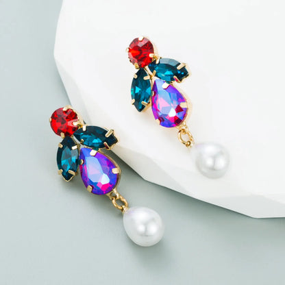 1 Pair Simple Style Water Droplets Alloy Plating Inlay Rhinestones Gold Plated Women's Earrings