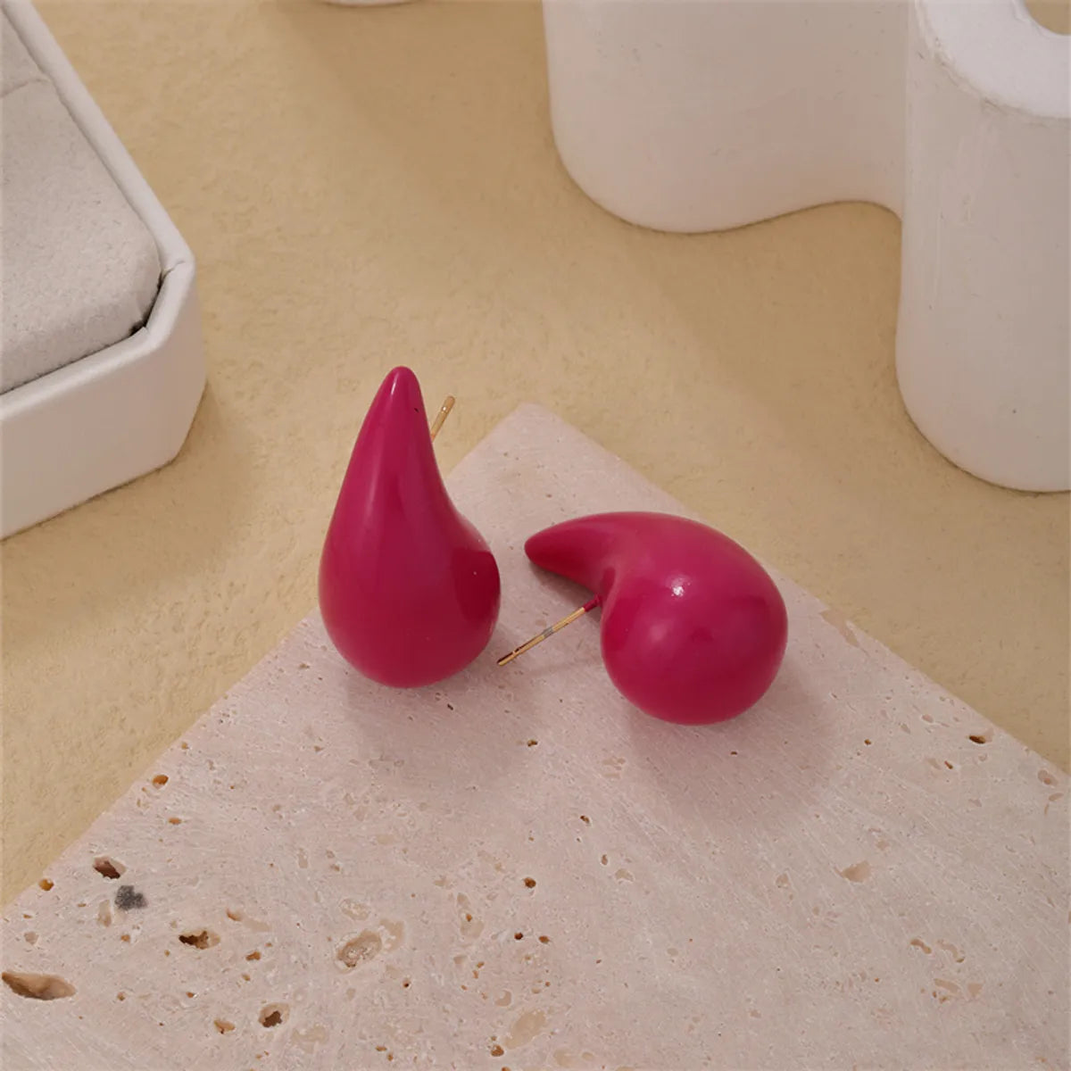 1 Pair Simple Style Water Droplets Ccp Ear Studs