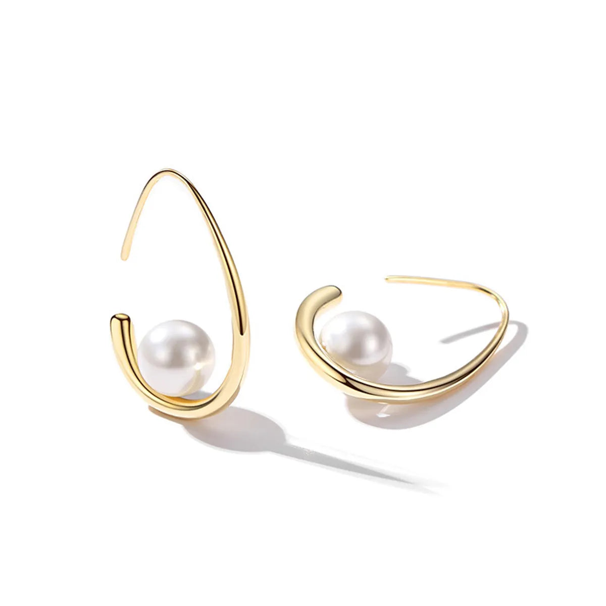 1 Pair Simple Style Water Droplets Copper Plating Inlay Pearl Gold Plated Earrings