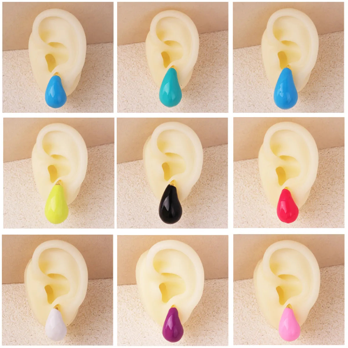 1 Pair Simple Style Water Droplets Enamel Plating Copper Ear Studs