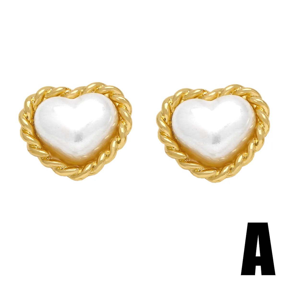 1 Pair Simple Style Water Droplets Heart Shape Butterfly Plating Inlay Copper Artificial Pearls 18k Gold Plated Ear Studs