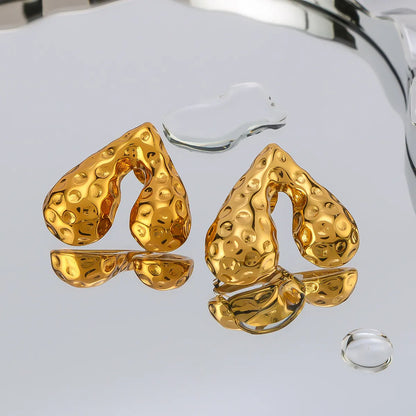 1 Pair Simple Style Water Droplets Heart Shape Plating 304 Stainless Steel 18K Gold Plated Ear Studs