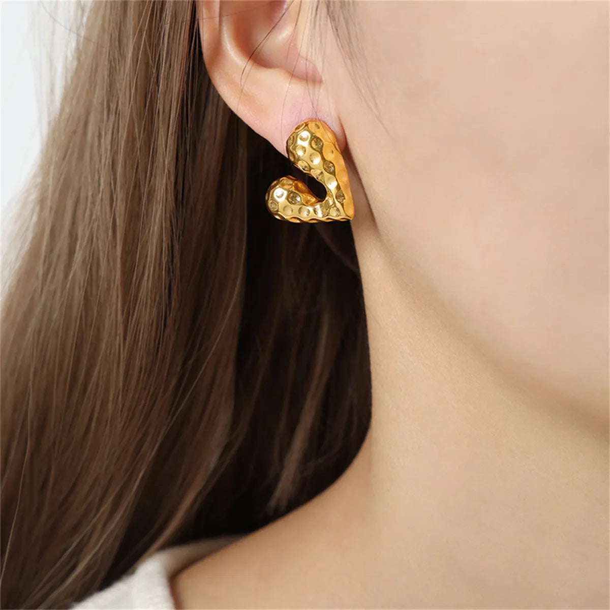 1 Pair Simple Style Water Droplets Heart Shape Plating 304 Stainless Steel 18K Gold Plated Ear Studs