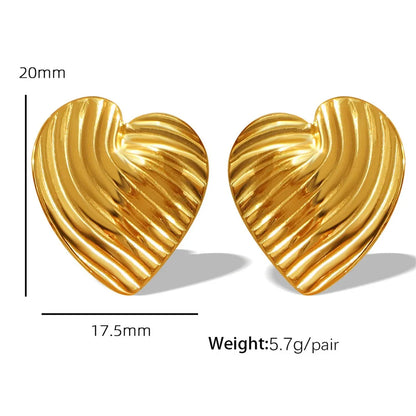 1 Pair Simple Style Water Droplets Heart Shape Plating 304 Stainless Steel 18K Gold Plated Ear Studs