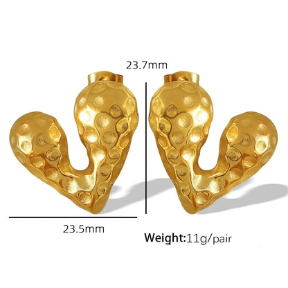 1 Pair Simple Style Water Droplets Heart Shape Plating 304 Stainless Steel 18K Gold Plated Ear Studs