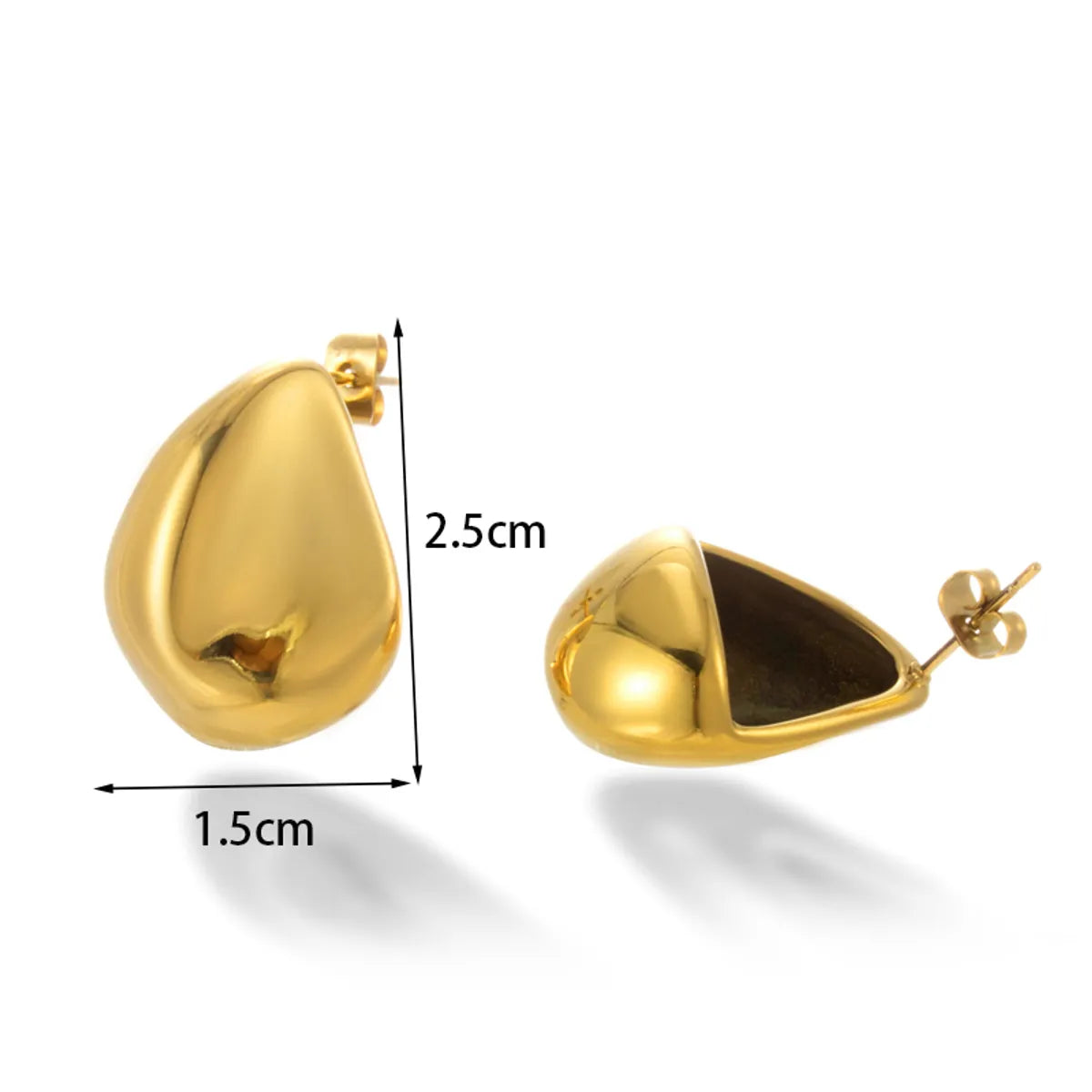 1 Pair Simple Style Water Droplets Heart Shape Plating Stainless Steel 18k Gold Plated Ear Studs