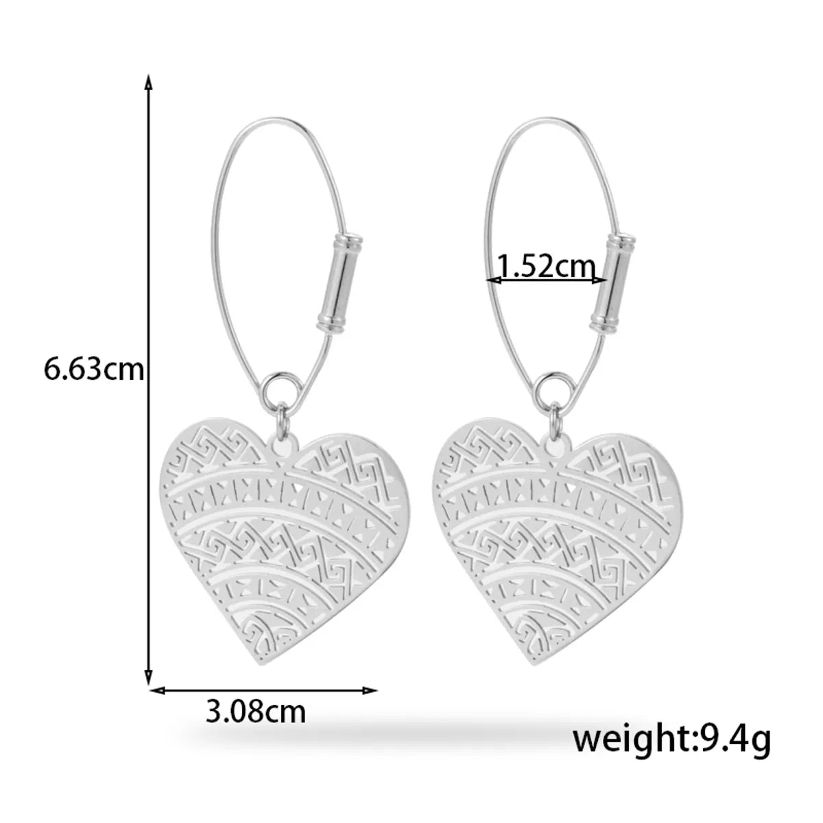 1 Pair Simple Style Water Droplets Heart Shape Rhombus Plating 304 Stainless Steel Drop Earrings