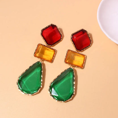 1 Pair Simple Style Water Droplets Inlay Alloy Glass Drop Earrings