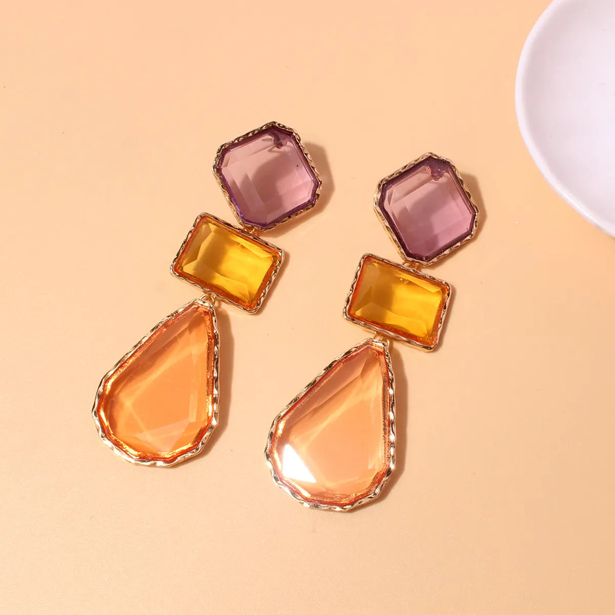 1 Pair Simple Style Water Droplets Inlay Alloy Glass Drop Earrings