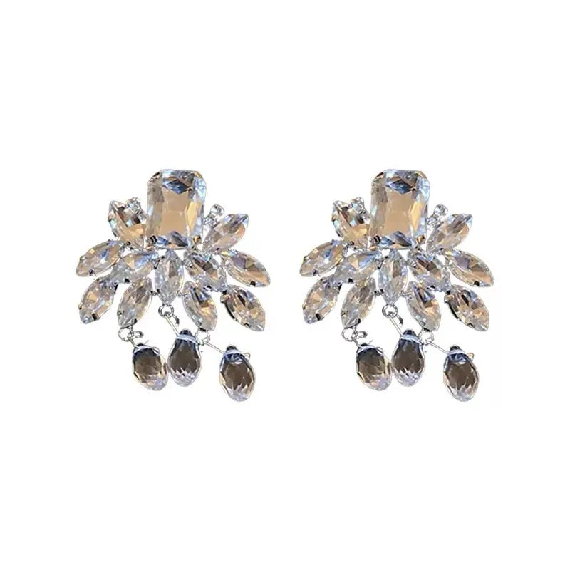 1 Pair Simple Style Water Droplets Inlay Alloy Rhinestones Drop Earrings