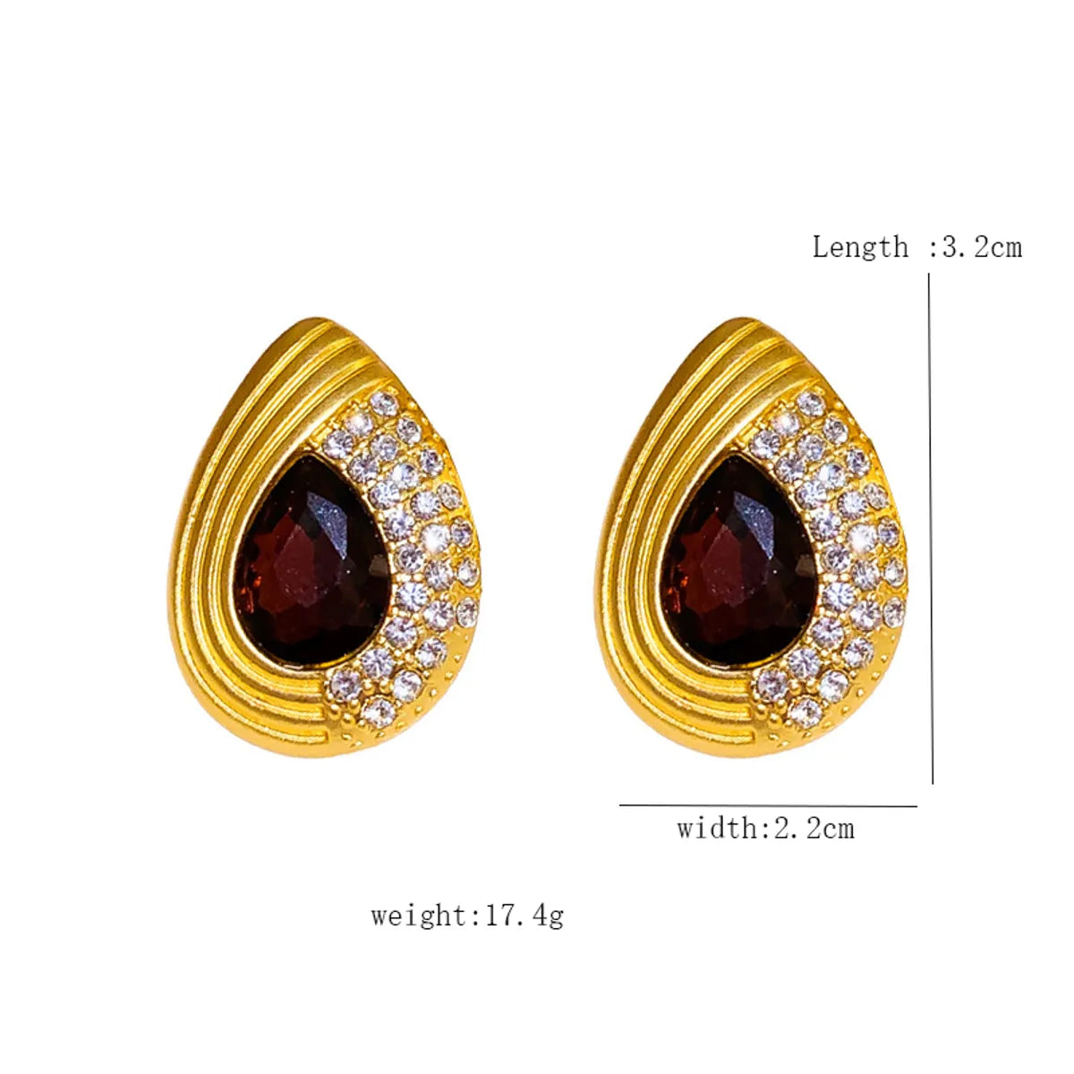 1 Pair Simple Style Water Droplets Inlay Alloy Rhinestones Ear Studs