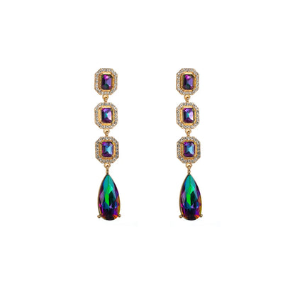 1 Pair Simple Style Water Droplets Inlay Alloy Zircon Drop Earrings