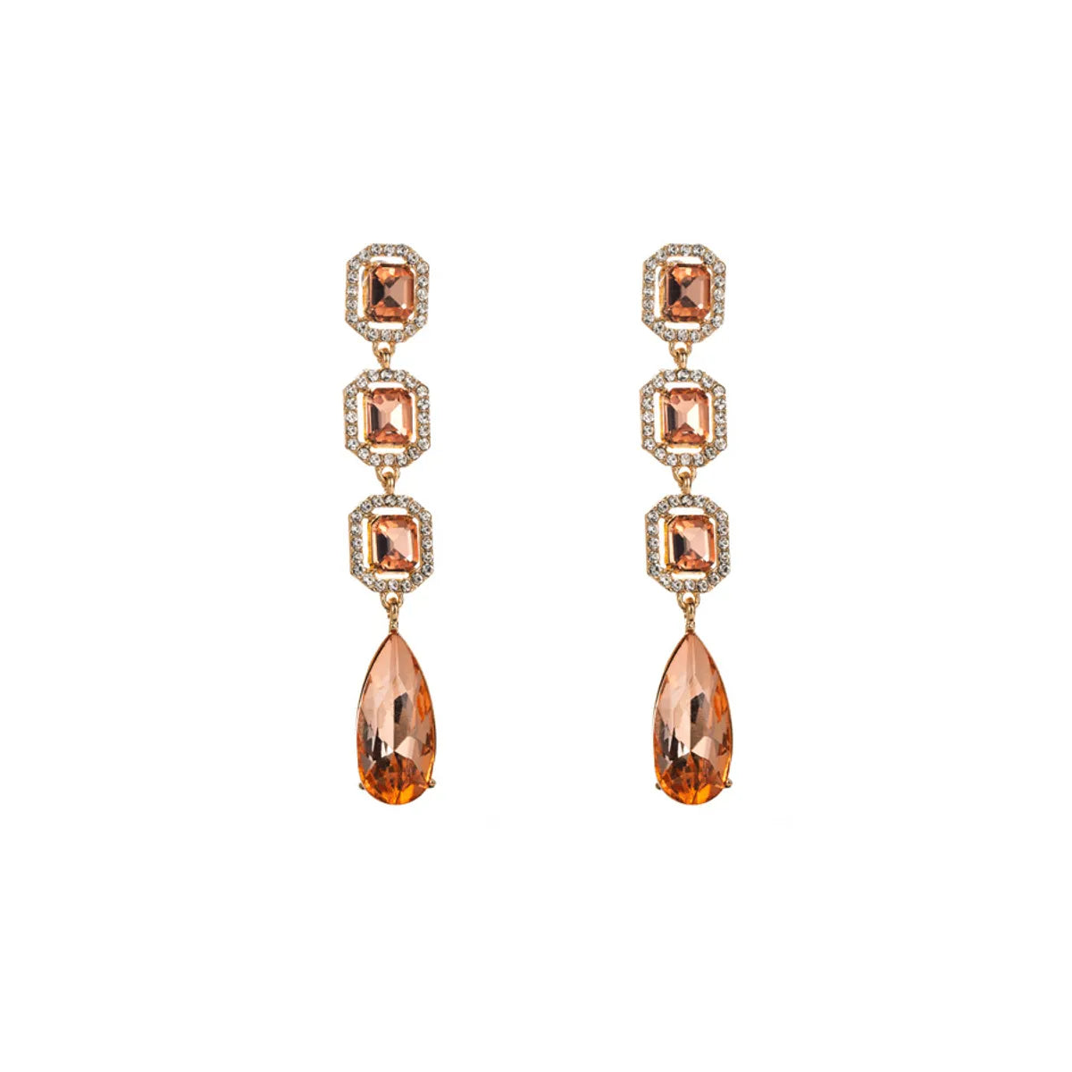 1 Pair Simple Style Water Droplets Inlay Alloy Zircon Drop Earrings