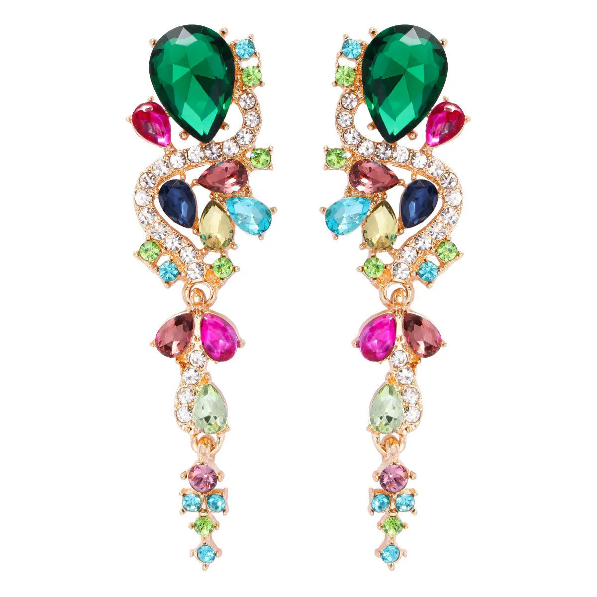 1 Pair Simple Style Water Droplets Inlay Alloy Zircon Drop Earrings