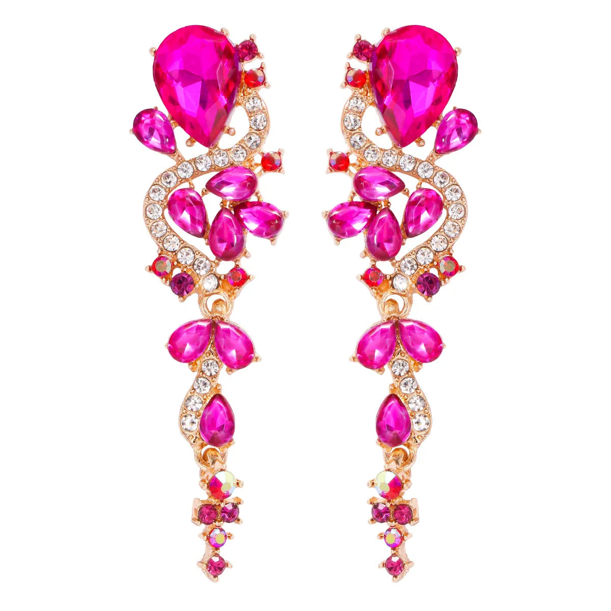 1 Pair Simple Style Water Droplets Inlay Alloy Zircon Drop Earrings