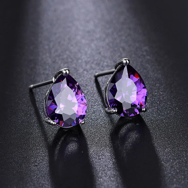 1 Pair Simple Style Water Droplets Inlay Copper Zircon White Gold Plated Ear Studs