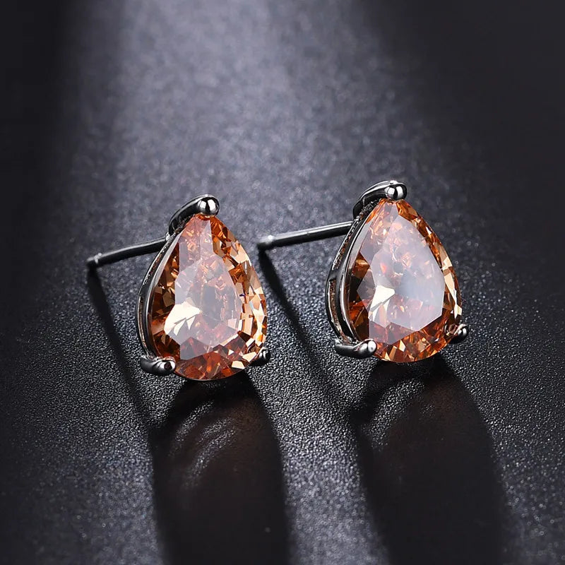 1 Pair Simple Style Water Droplets Inlay Copper Zircon White Gold Plated Ear Studs