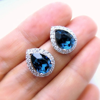 1 Pair Simple Style Water Droplets Inlay Copper Zircon Ear Studs