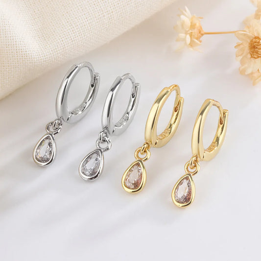 1 Pair Simple Style Water Droplets Inlay Copper Zircon Earrings