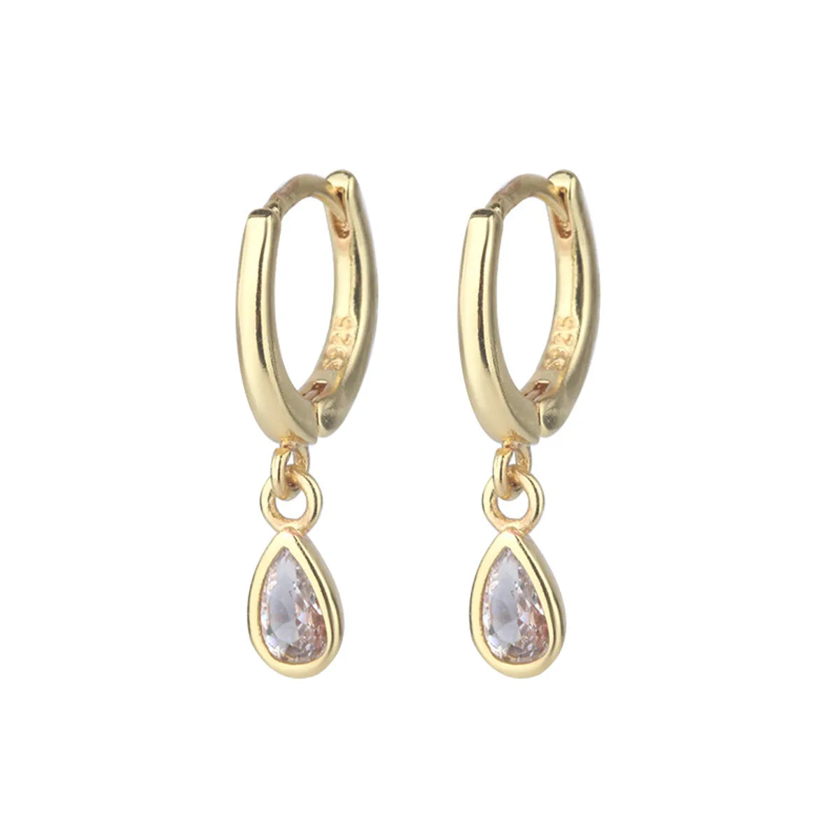 1 Pair Simple Style Water Droplets Inlay Copper Zircon Earrings