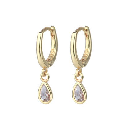 1 Pair Simple Style Water Droplets Inlay Copper Zircon Earrings