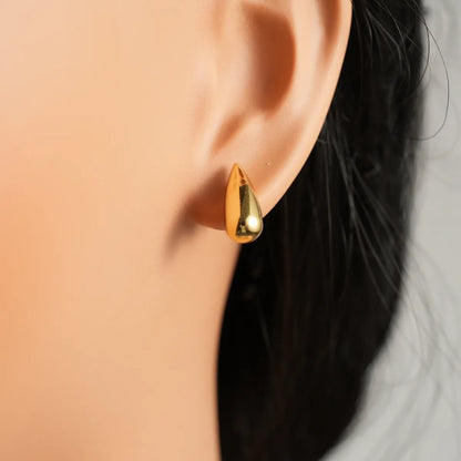 1 Pair Simple Style Water Droplets Plating 304 Stainless Steel 18K Gold Plated Ear Studs