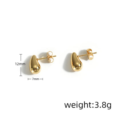 1 Pair Simple Style Water Droplets Plating 304 Stainless Steel 18K Gold Plated Ear Studs