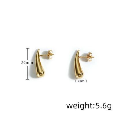 1 Pair Simple Style Water Droplets Plating 304 Stainless Steel 18K Gold Plated Ear Studs