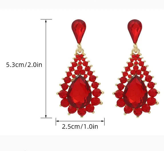 1 Pair Simple Style Water Droplets Plating Artificial Crystal Alloy Drop Earrings