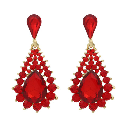 1 Pair Simple Style Water Droplets Plating Artificial Crystal Alloy Drop Earrings