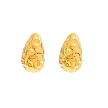 1 Pair Simple Style Water Droplets Plating Copper 24k Gold Plated Ear Studs