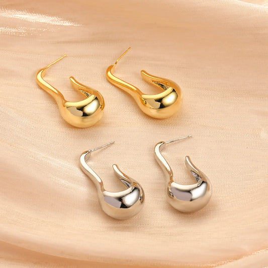 1 Pair Simple Style Water Droplets Plating Copper Gold Plated Ear Studs