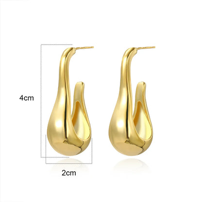 1 Pair Simple Style Water Droplets Plating Copper Gold Plated Ear Studs