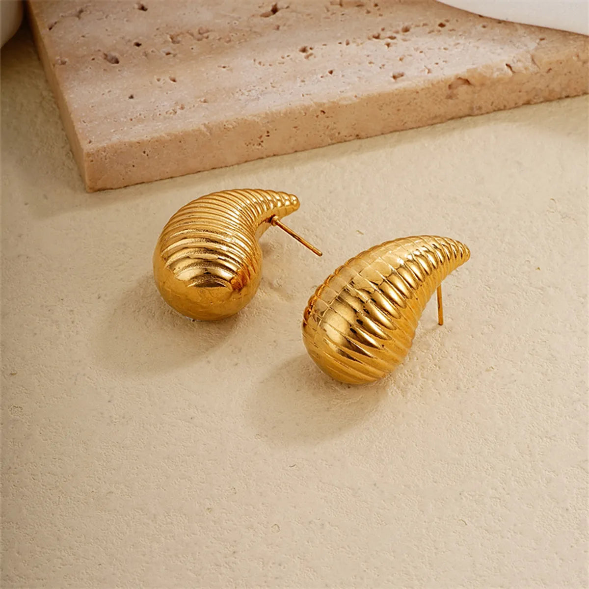 1 Pair Simple Style Water Droplets Plating Copper Gold Plated Ear Studs