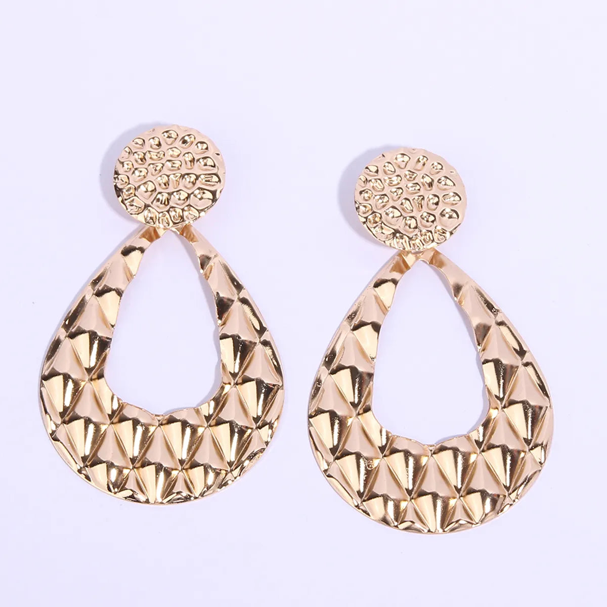 1 Pair Simple Style Water Droplets Plating Hollow Out Iron Drop Earrings