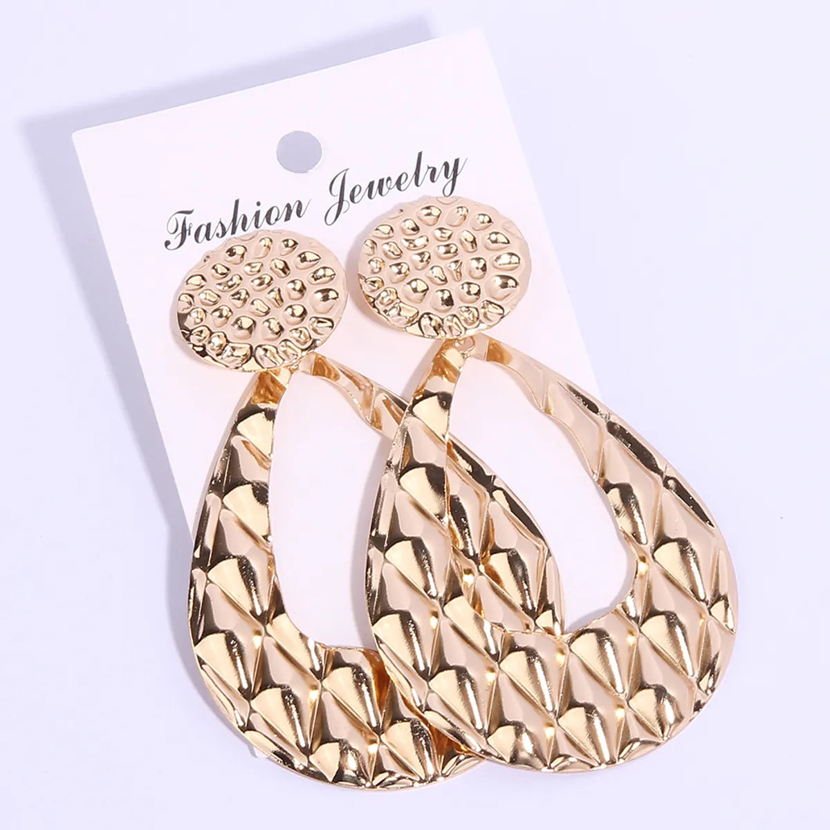 1 Pair Simple Style Water Droplets Plating Hollow Out Iron Drop Earrings