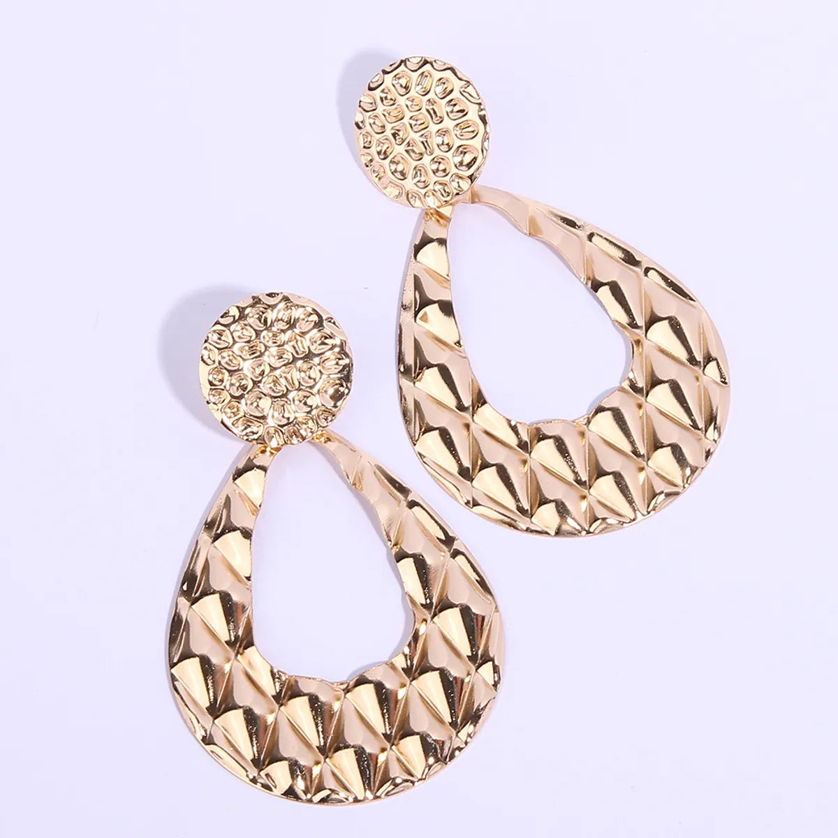 1 Pair Simple Style Water Droplets Plating Hollow Out Iron Drop Earrings