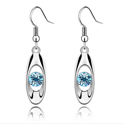 1 Pair Simple Style Water Droplets Plating Inlay Alloy Rhinestones Silver Plated Drop Earrings