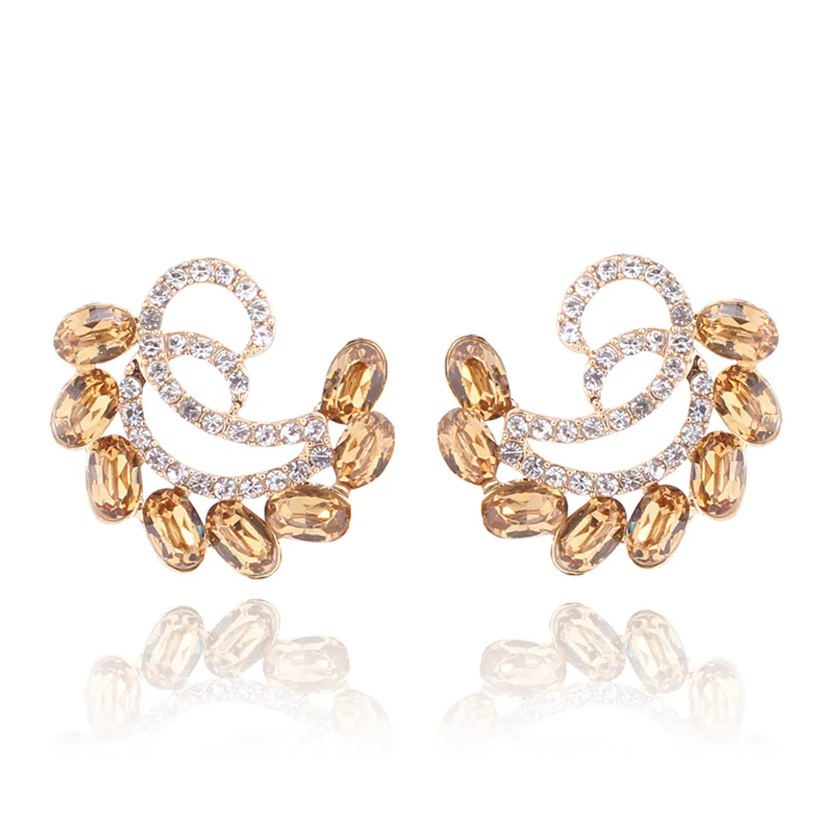 1 Pair Simple Style Water Droplets Plating Inlay Alloy Zircon Gold Plated Ear Studs