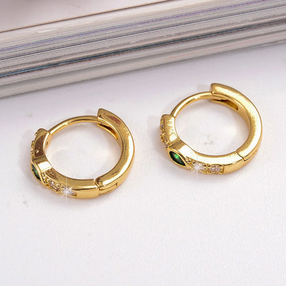 1 Pair Simple Style Water Droplets Plating Inlay Copper Zircon 18k Gold Plated Earrings