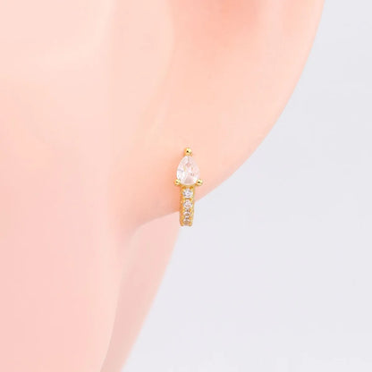 1 Pair Simple Style Water Droplets Plating Inlay Sterling Silver Zircon White Gold Plated Gold Plated Earrings