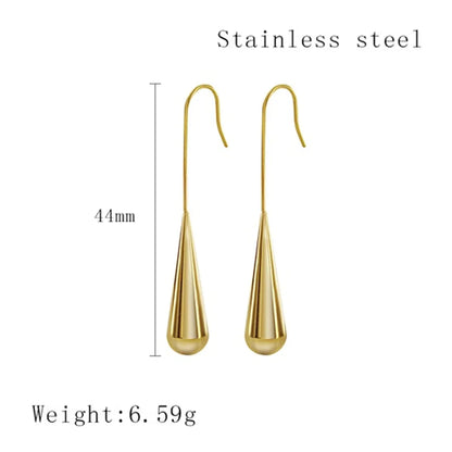 1 Pair Simple Style Water Droplets Plating Stainless Steel 18k Gold Plated Drop Earrings