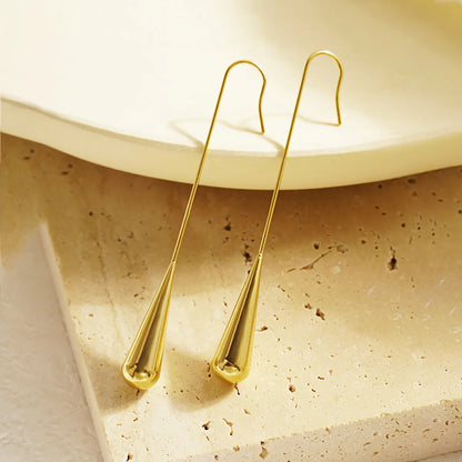 1 Pair Simple Style Water Droplets Plating Stainless Steel 18k Gold Plated Drop Earrings