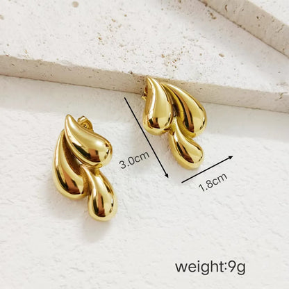 1 Pair Simple Style Water Droplets Plating Stainless Steel 18k Gold Plated Ear Studs