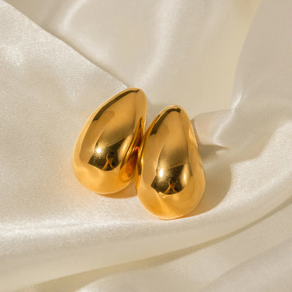 1 Pair Simple Style Water Droplets Plating Stainless Steel 18k Gold Plated Earrings