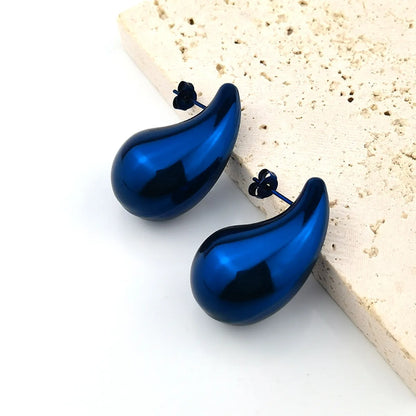 1 Pair Simple Style Water Droplets Plating Stainless Steel Ear Studs