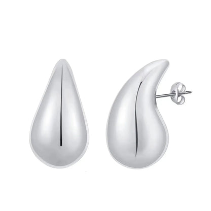 1 Pair Simple Style Water Droplets Plating Stainless Steel Ear Studs