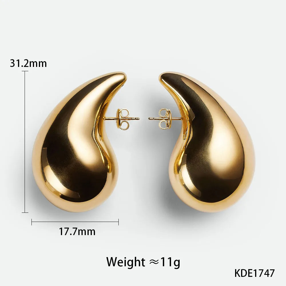 1 Pair Simple Style Water Droplets Plating 304 Stainless Steel 16K Gold Plated White Gold Plated Gold Plated Ear Studs